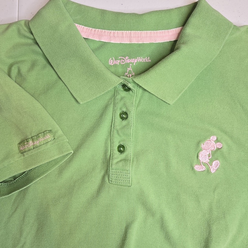 WALT DISNEY WORLD Women's 1X Green Mickey Mouse Polo Shirt -698‎